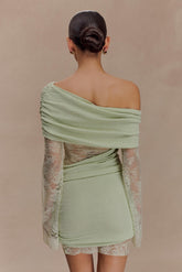 Luxie Lace Knit Mini Dress - Pastel Green